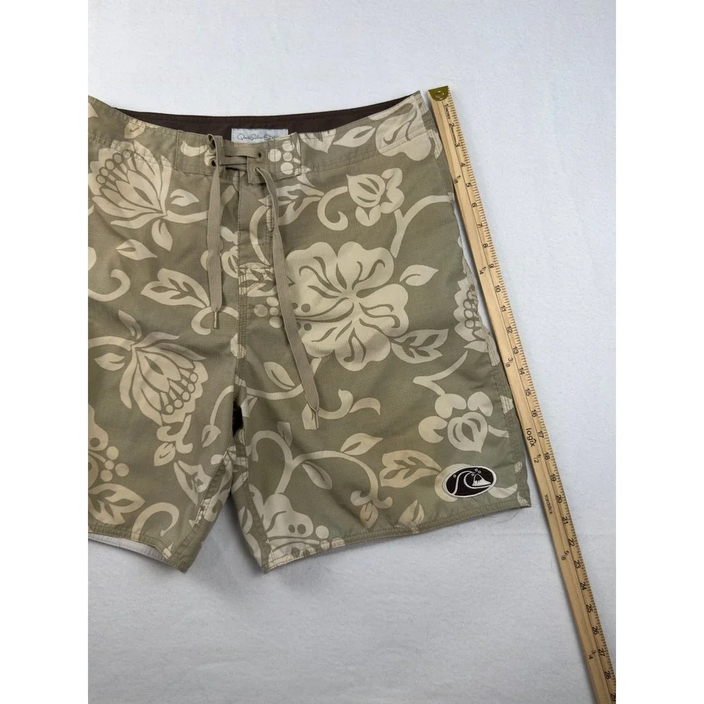 Quiksilver Edition Mens Board Shorts Size 34 Green Floral Ripstop Cargo L501378